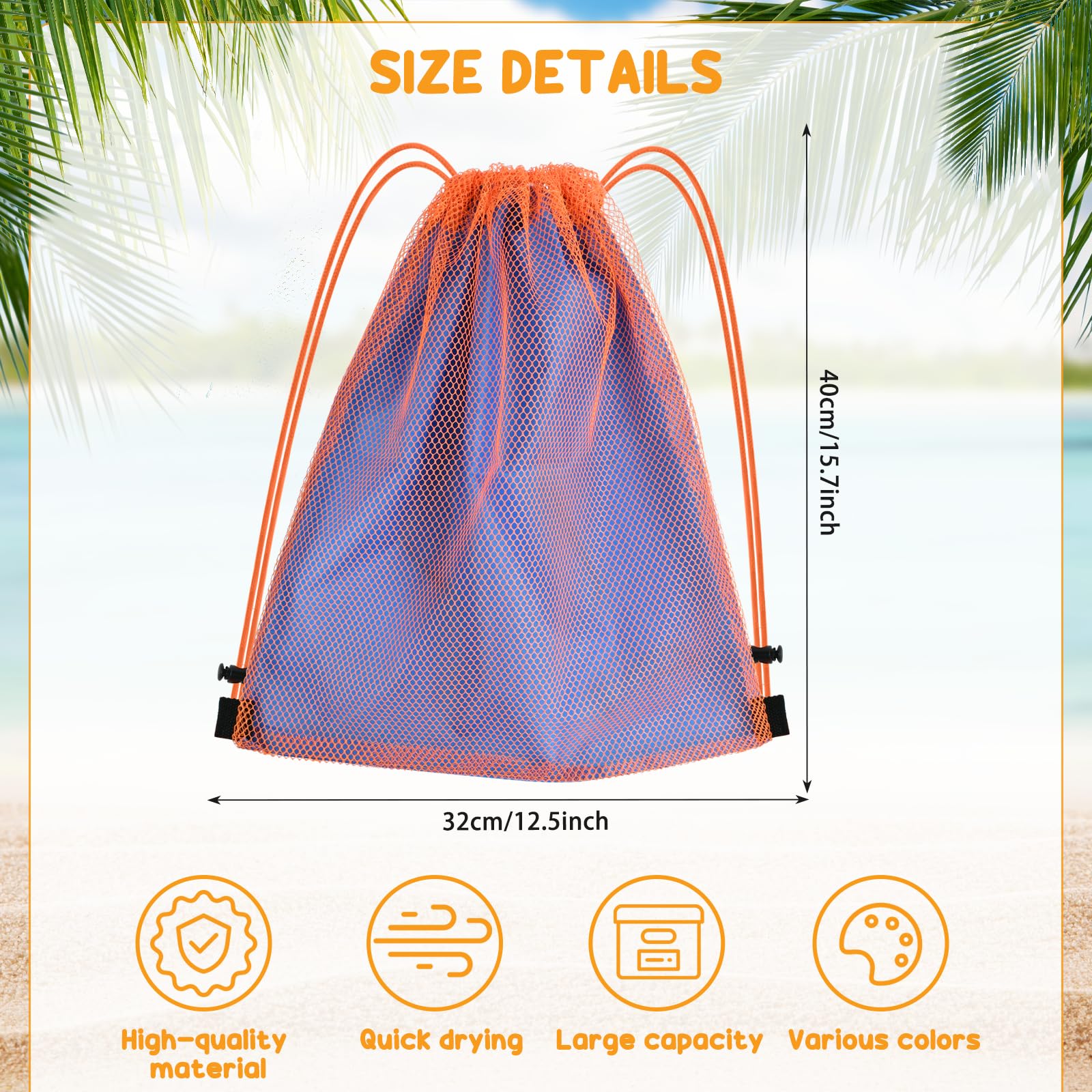 Bolsa Playa Juguetes, 3 PCS Bolsa Malla Juguetes Playa, Bolsa de playa de malla con cordón, Bolsa Playa Arena, para Viajes Familiares, Juguetes, Natación, Actividades al Aire Libre