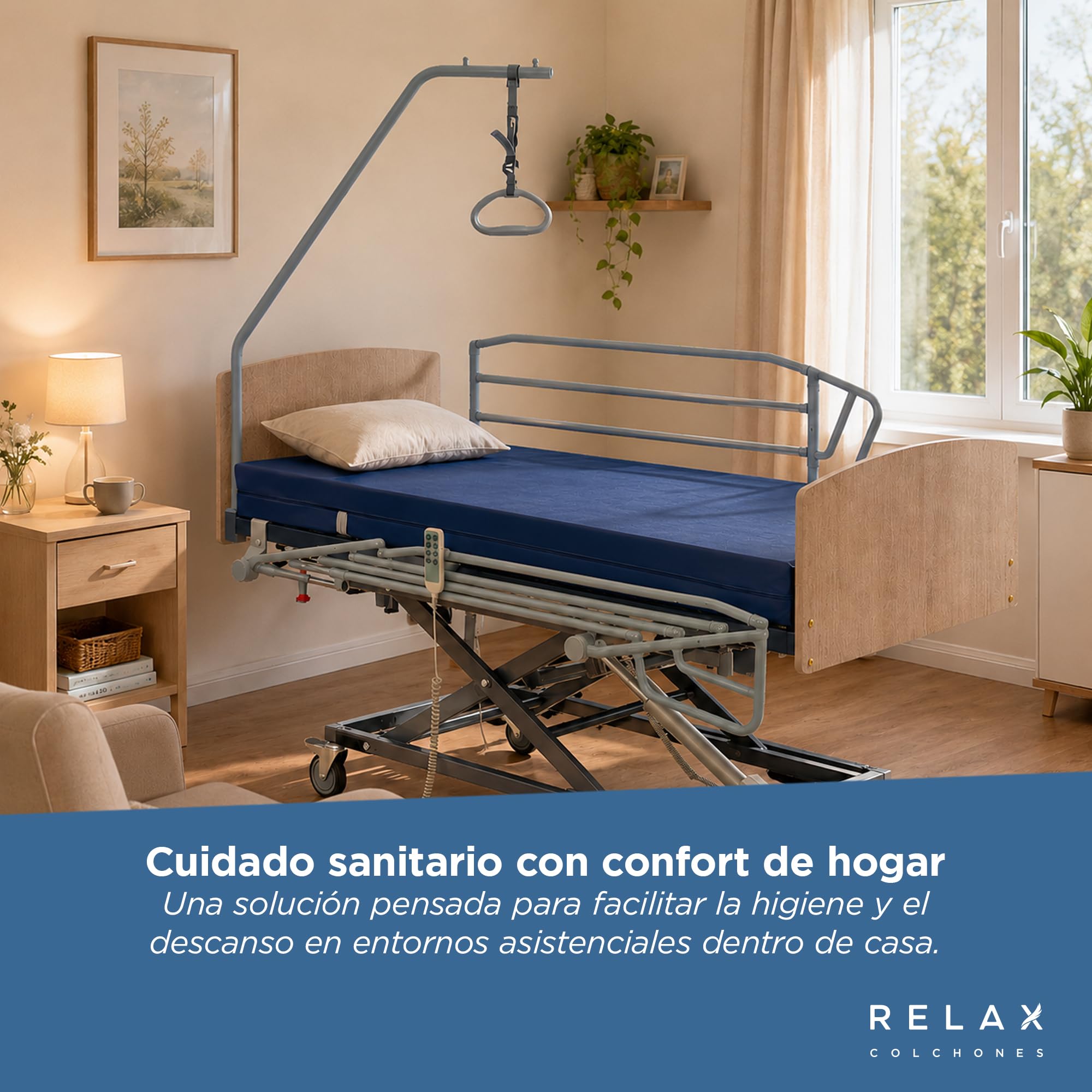 Colchón para Cama Articulada 90x190 | Espuma HR + Viscoelástico 5cm | Funda Impermeable, Lavable e Ignífuga | Colchón Sanitario, Hospitales, Gertiátrico | Fabricado en España | Vitae 90 x 190 (90x190)