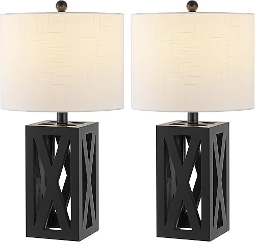 Miniatura 10 de JONATHAN Y JYL1062B-SET2 Stewart - Lámpara de mesa LED de madera de 21.5 pulgadas, casa de campo, campo francés, rústico, bohemio, dormitorio, sala