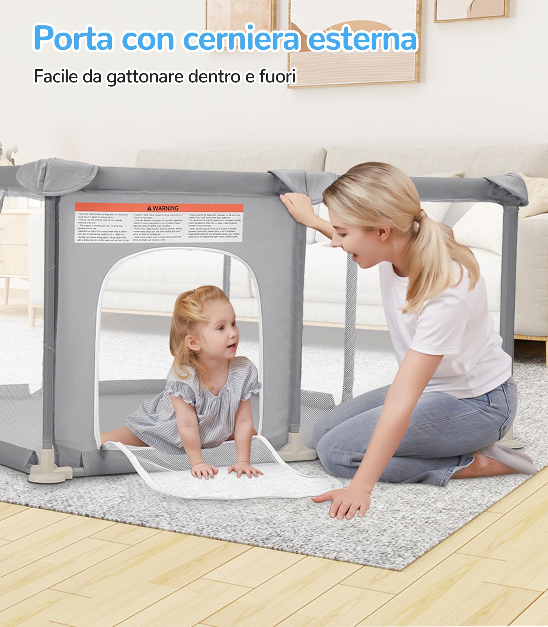 Dripex Box per Bambini Recinto Neonato - Small - Ostrica | 124 x 124 cm Rete Traspirante Tessuto Oxford 210D, 2 Anelli di Gioco