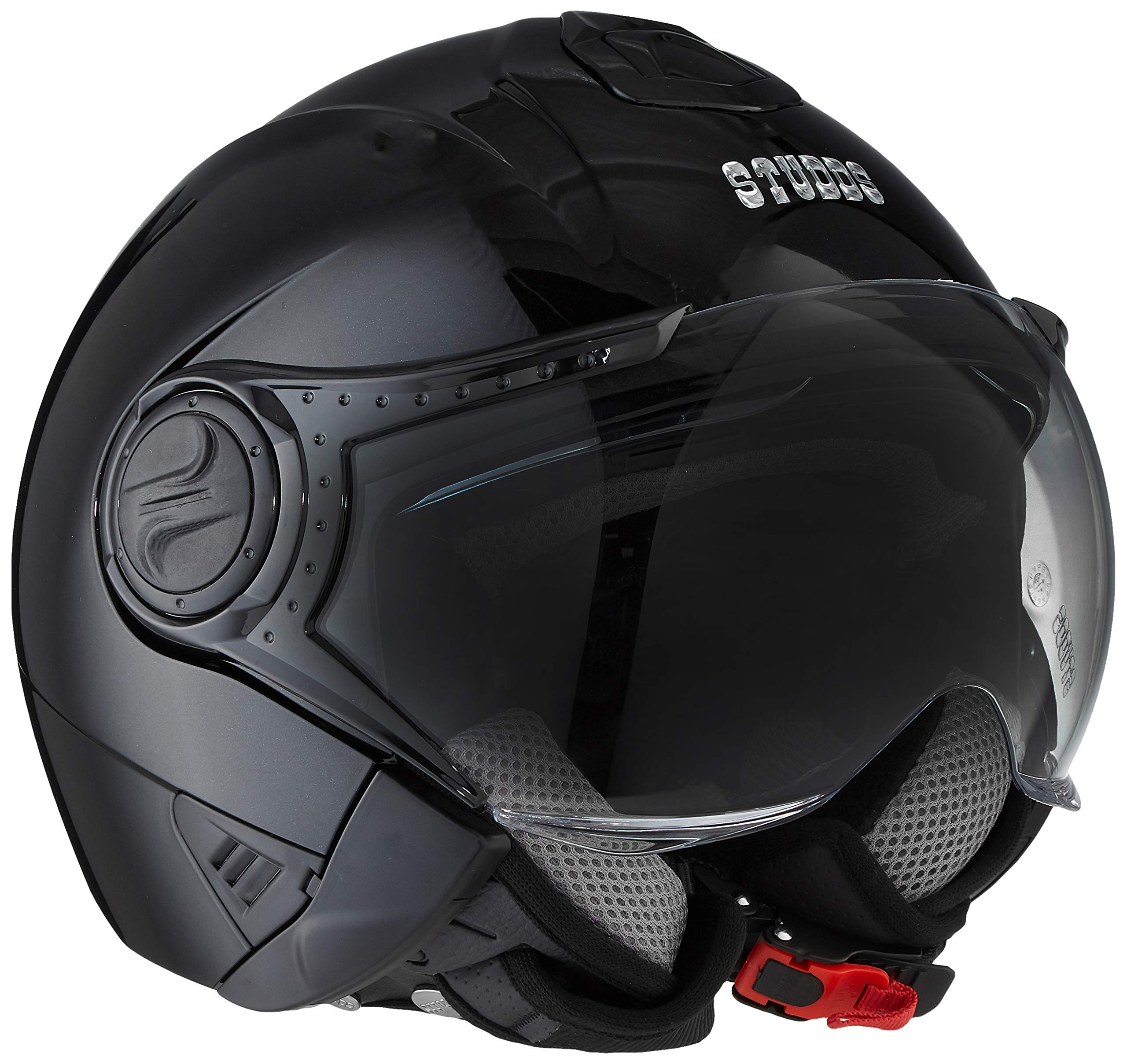 STUDDS DOWNTOWN Open Face Helmet (Black, M)