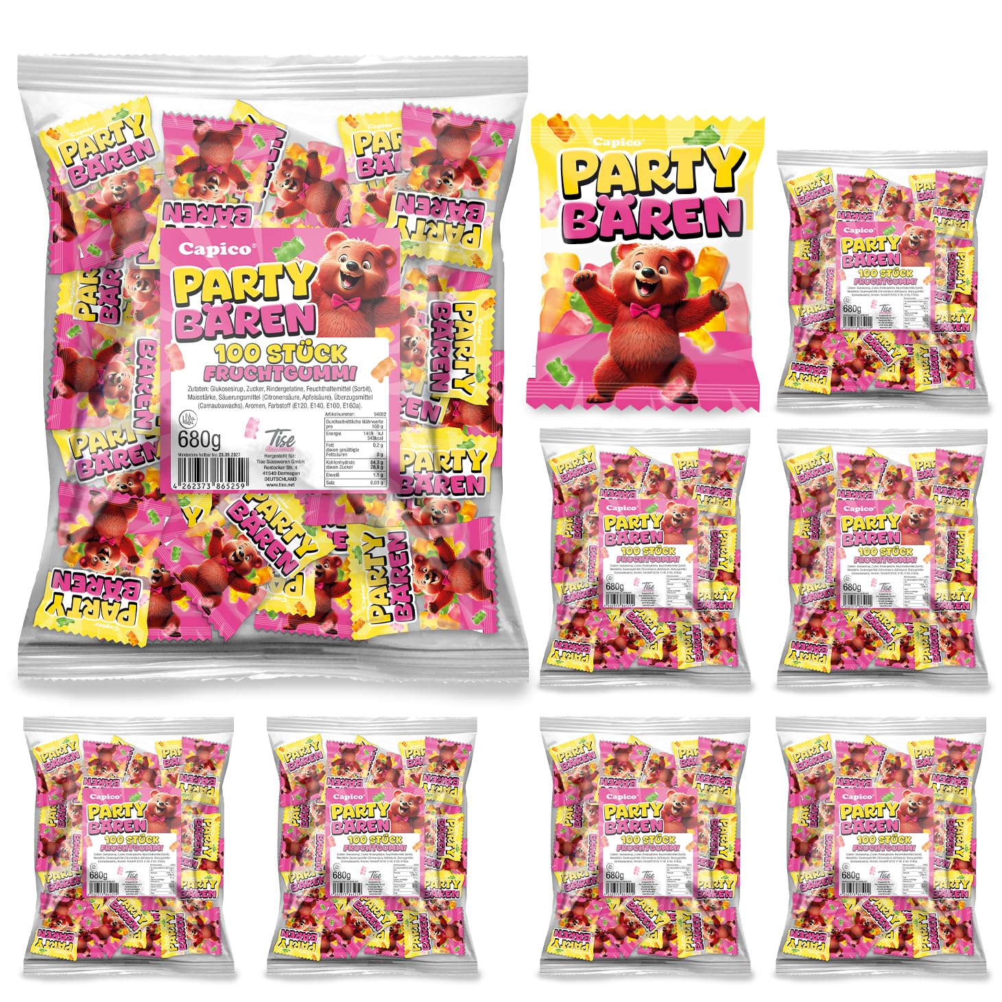 Capico Party Bärli's Gummibärchen 680 gramm 100 Minibeutel (8x680g)