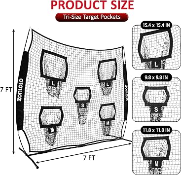 Zonlolo 77ft Football Throwing Net, Football Training Net,Target Practice with 5 Different Sized L/M/S Targets | Great for Quarterback | Includes Compact Carrying Bag