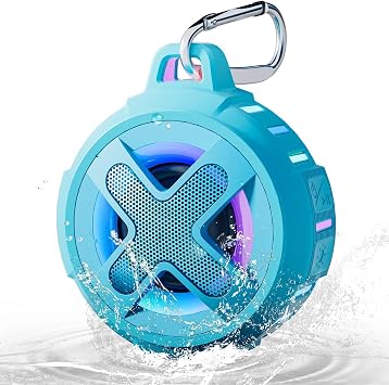 XLEADER X82 Gen Upgraded, Bluetooth Shower Speaker, Certified IP67 Waterproof, 10W Pro Sound&Deep Bass, 24Hrs Playtime, Stocking Stuffers for Teens Men, White Elephant Gifts, Teal