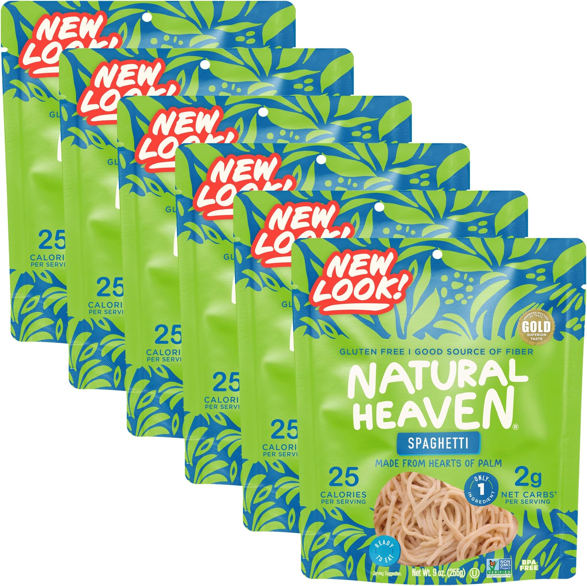 Spaghetti Noodles, Hearts of Palm, 6-Pack – Naturally Rich in Potassium, Low-Calorie Veggie Pasta, Keto & Gluten-Free Food, Vegan, 9 Oz Ea