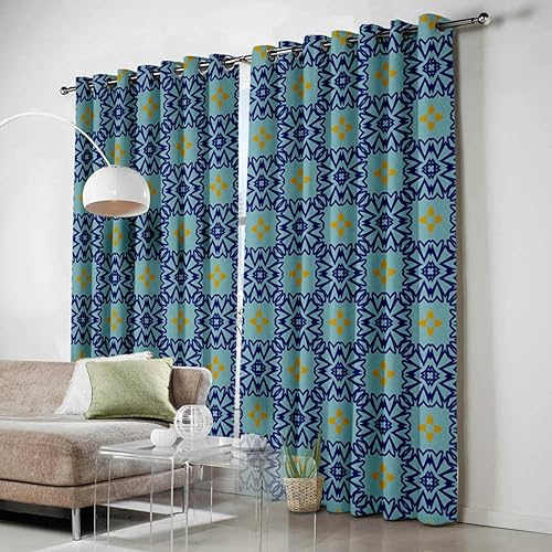 Miniatura 3 de Blackout Curtains Thermal Insulated Antique Decor Solid Pattern Metal Grommet Elegant Room Drapes Window Curtain for Bedroom Living Room 52x84 Inch