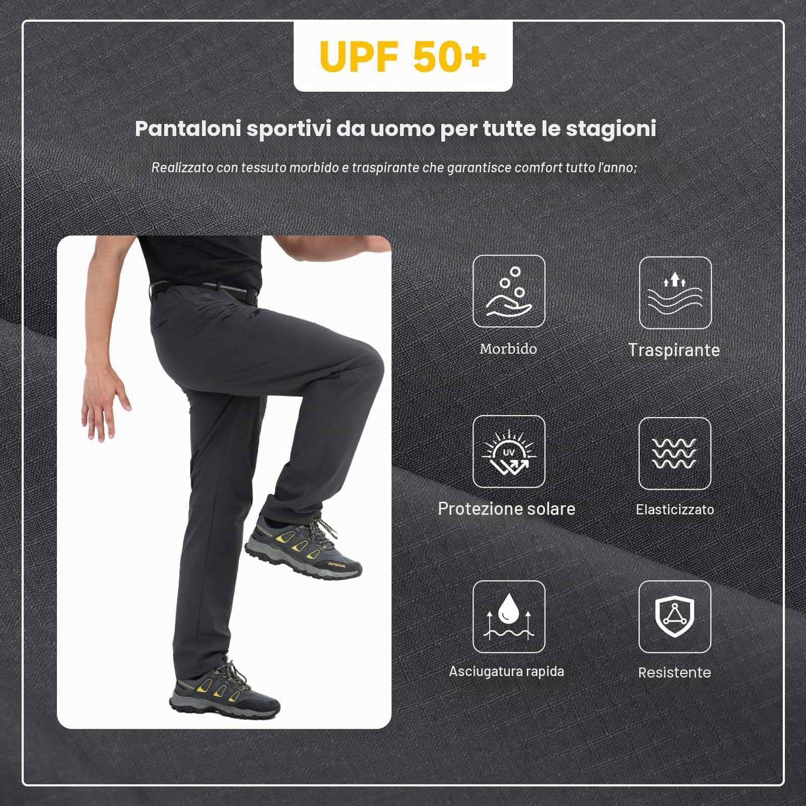 Pantaloni da Trekking da Escursionismo da Uomo, Pantaloni da Viaggio Cargo Leggeri da Safari, Pantaloni da Pesca All'aperto Traspiranti ad Asciugatura Rapida Estivi