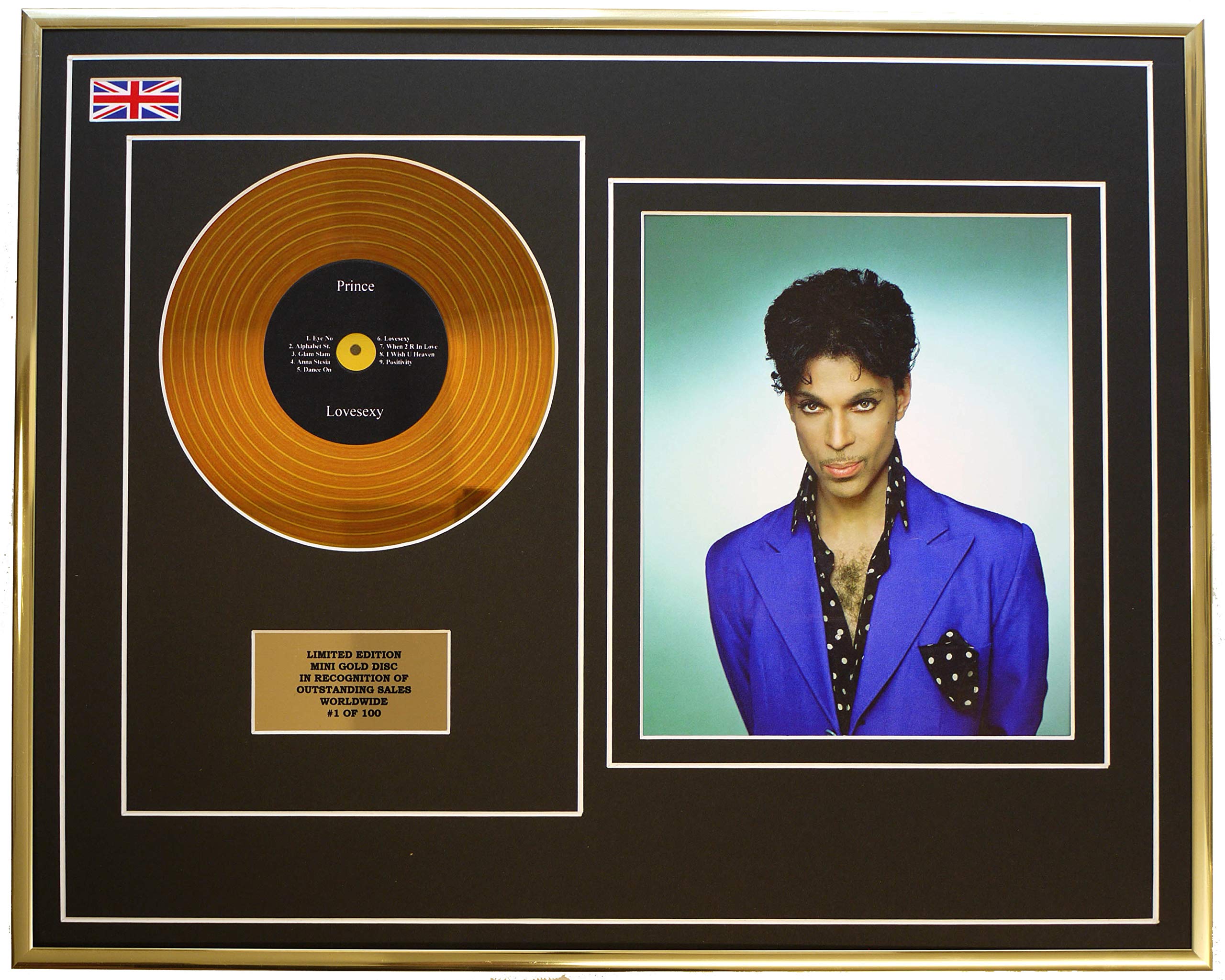 Everythingcollectible Prince/MINI Metall Gold DISC & Foto Display/Limitierte Edition/COA/LOVESEXY