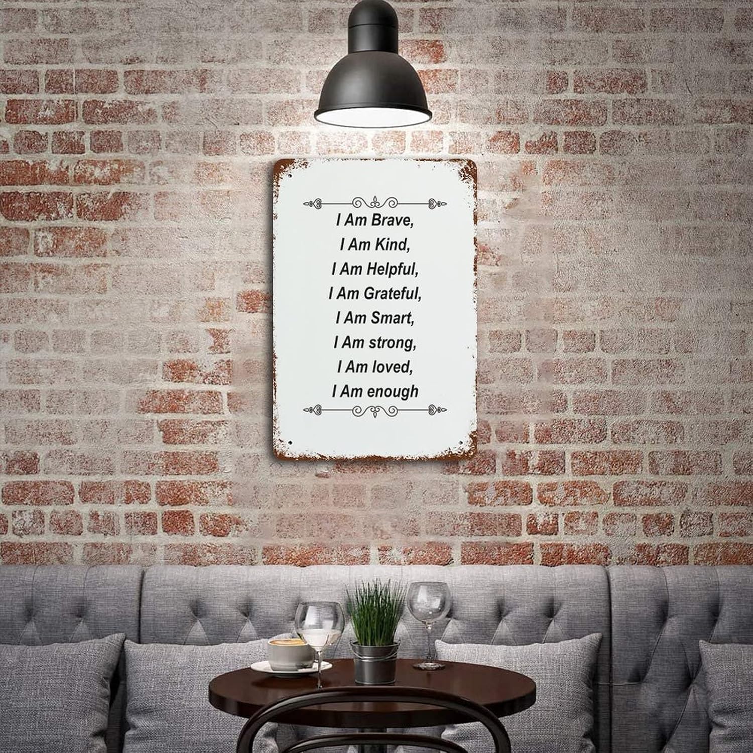Vintage Metal Sign, Wall Decor for Home, Office, Man Cave, Retro Tin Plaque, Housewarming Gifts, 12"x18", I Am Brave,I Am Kind,I Am Helpful,I Am Grateful,I Am Smart,I Am Strong,I Am Loved,I Am Enou image 4