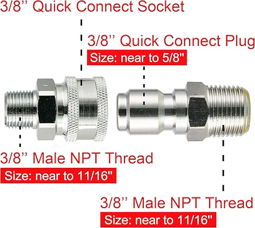 Miniatura 2 de RIDGE WASHER Juego de adaptadores para lavadora a presión, conexión rápida de 38 pulgadas a rosca macho, 5000PSI