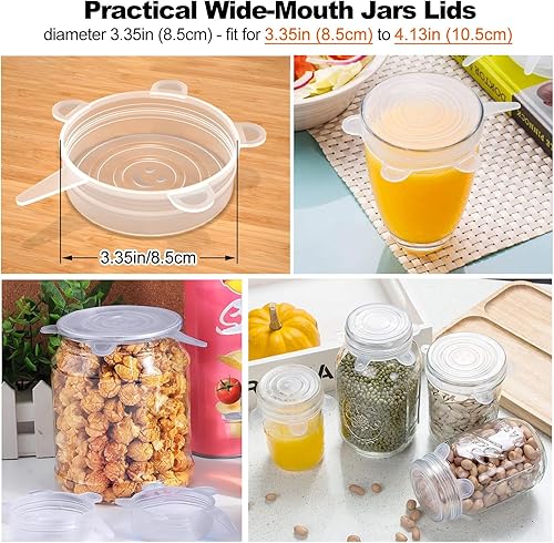 Miniatura 3 de Adpartner Tapas de silicona para latas de alimentos para mascotas (paquete de 8, 2.6 pulgadas + 3.3 pulgadas), tapas de silicona reutilizables sin