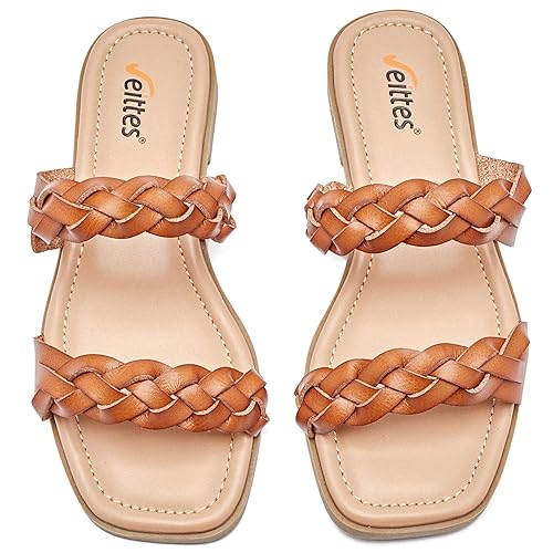 Veittes Women's Flat Slide Sandals - Casual Classic Simple Strappy