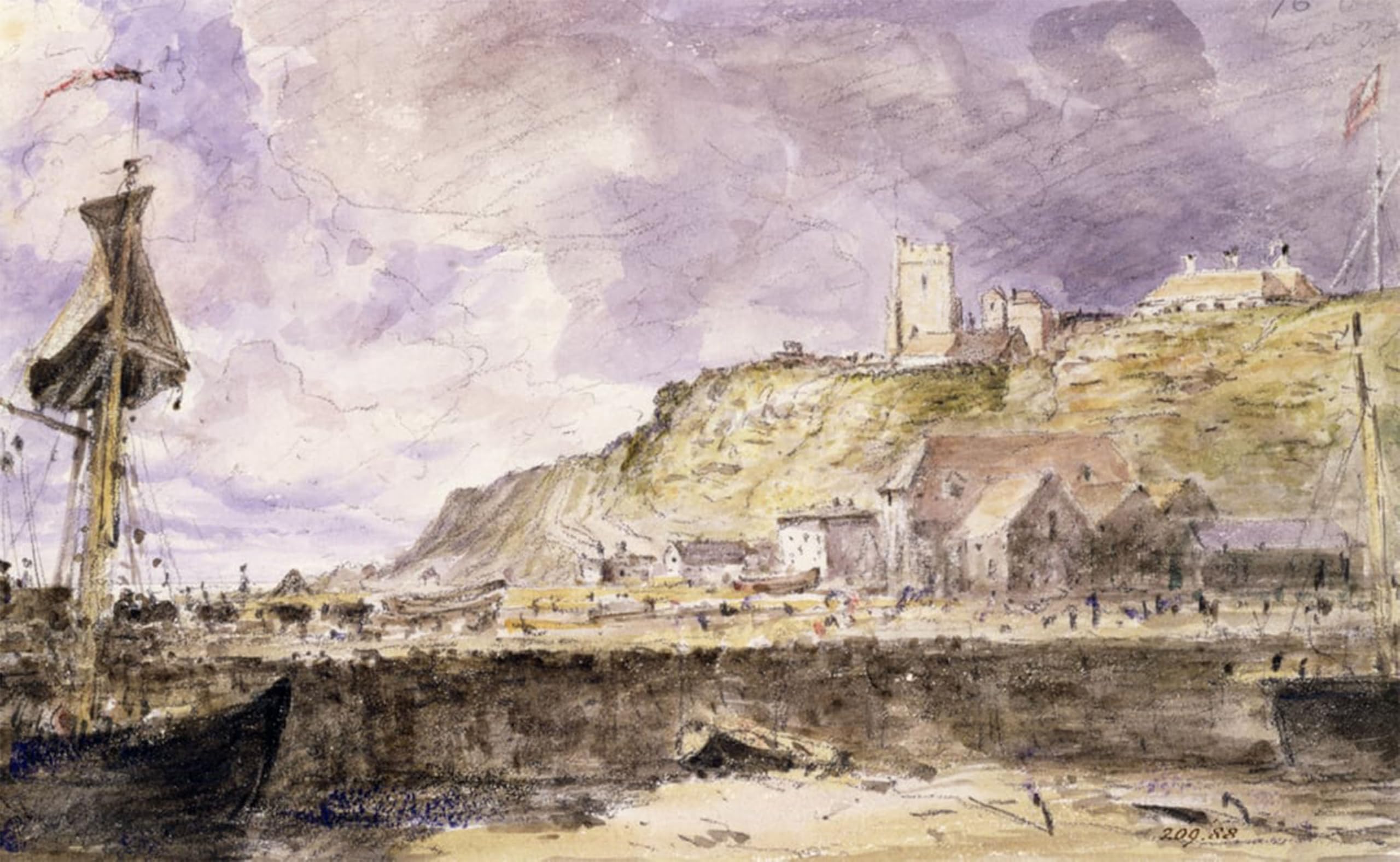 Cuadro al óleo Puerto de Folkestone de John Constable para pared, 60x90cm 5