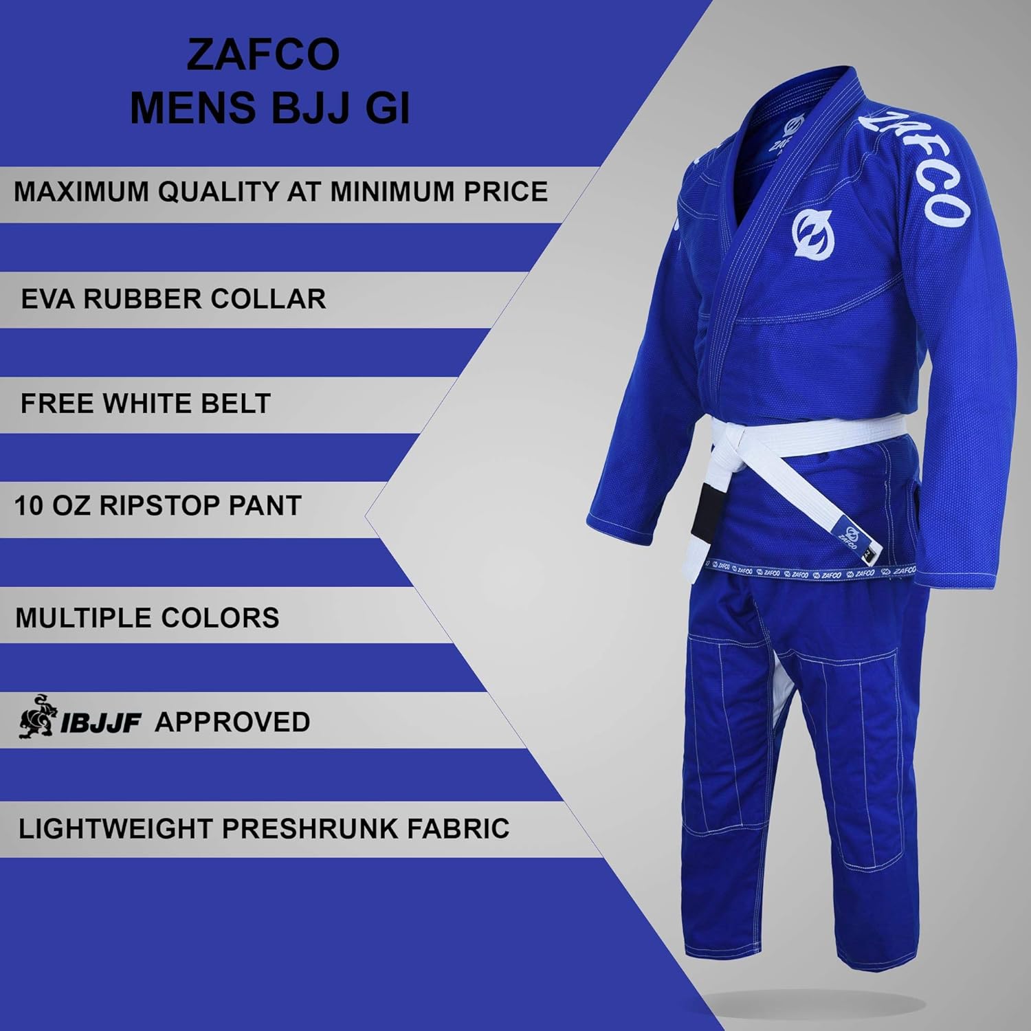 Brazilian Jiu Jitsu Gi BJJ Gi for Men & Women Grappling gi Uniform Kimonos Light, Preshrunk, with White Belt - Image 4