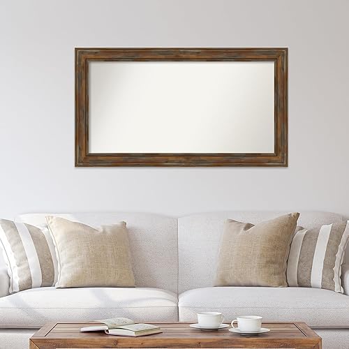 Miniatura 4 de Amanti Art Brown Bathroom Mirror for Over Sink, 28x50 Custom Made Alexandria Rustic Brown Rectangle Vanity Mirror, Oversize Country Rustic Wood