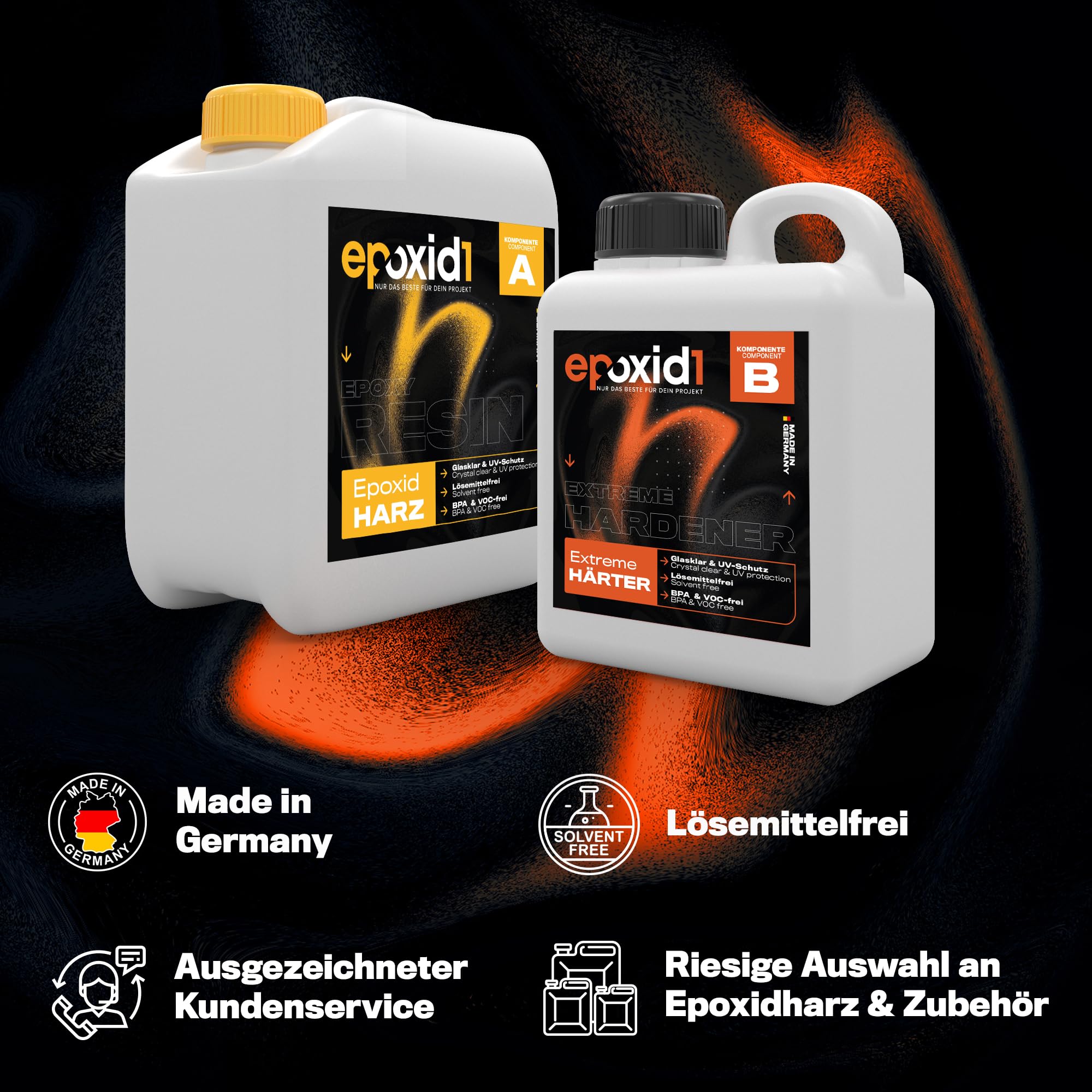 Epoxidharz mit Härter 7,5kg Set | Dickschicht-Harz 4-10cm | glasklar & blasenfrei | ideal zum Gießen von Rivertabel und co | Kunstharz Set | Premium Qualität Made in Germany