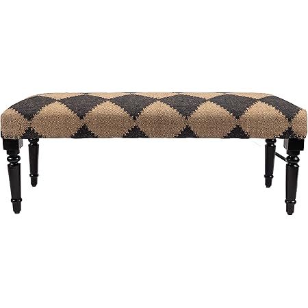 LR Home Modern Black and White Diamond Indoor Bench, 3'11" X 1'4"