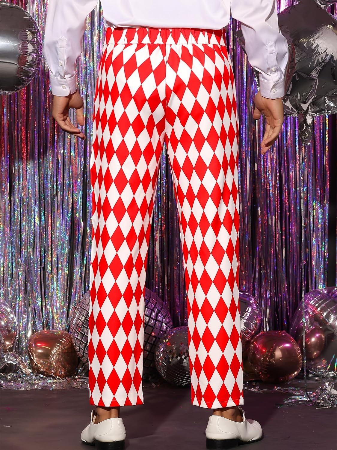 Lars Amadeus Argyle Pattern Pants for Men's Regular Fit Flat Front Party Prom Dress Trousers