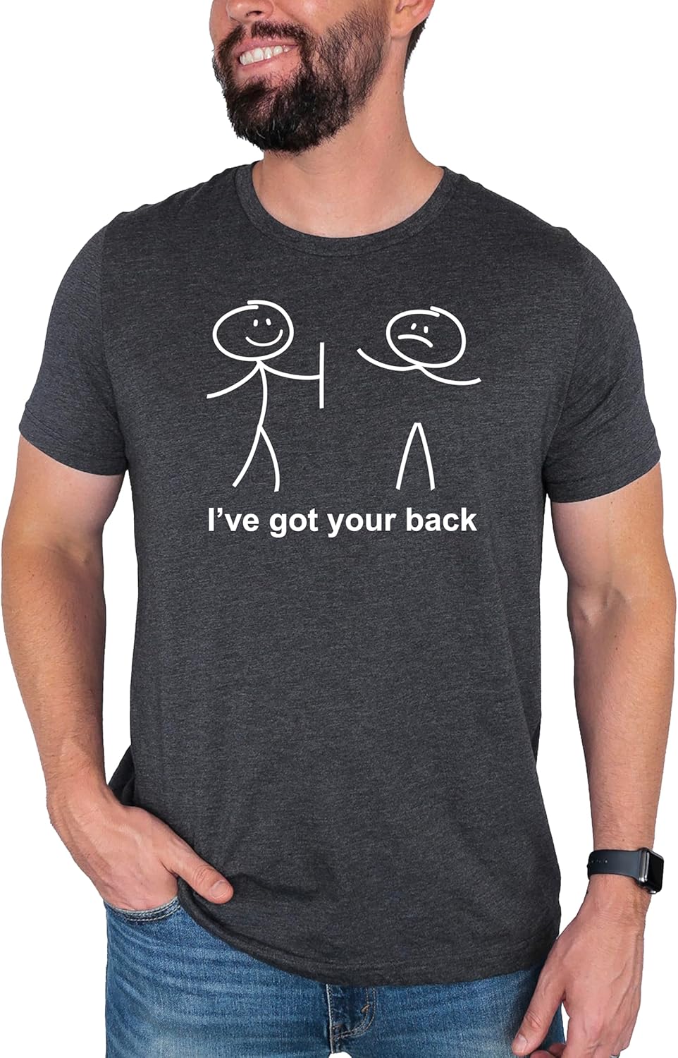 I've Got Your Back Shirt for Men Funny Stick Figure Graphic Tee for Adults