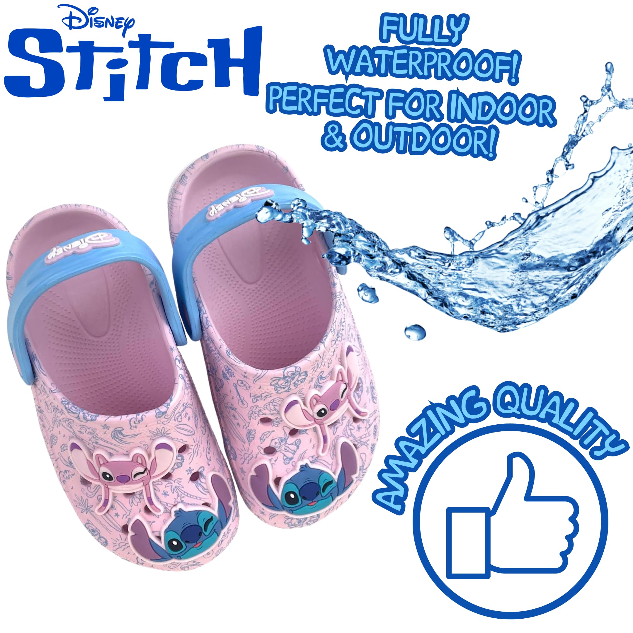 Disney Clogs Stitch Angel Sandalias Verano Sliders Correa Tobillo Zapatos Playa