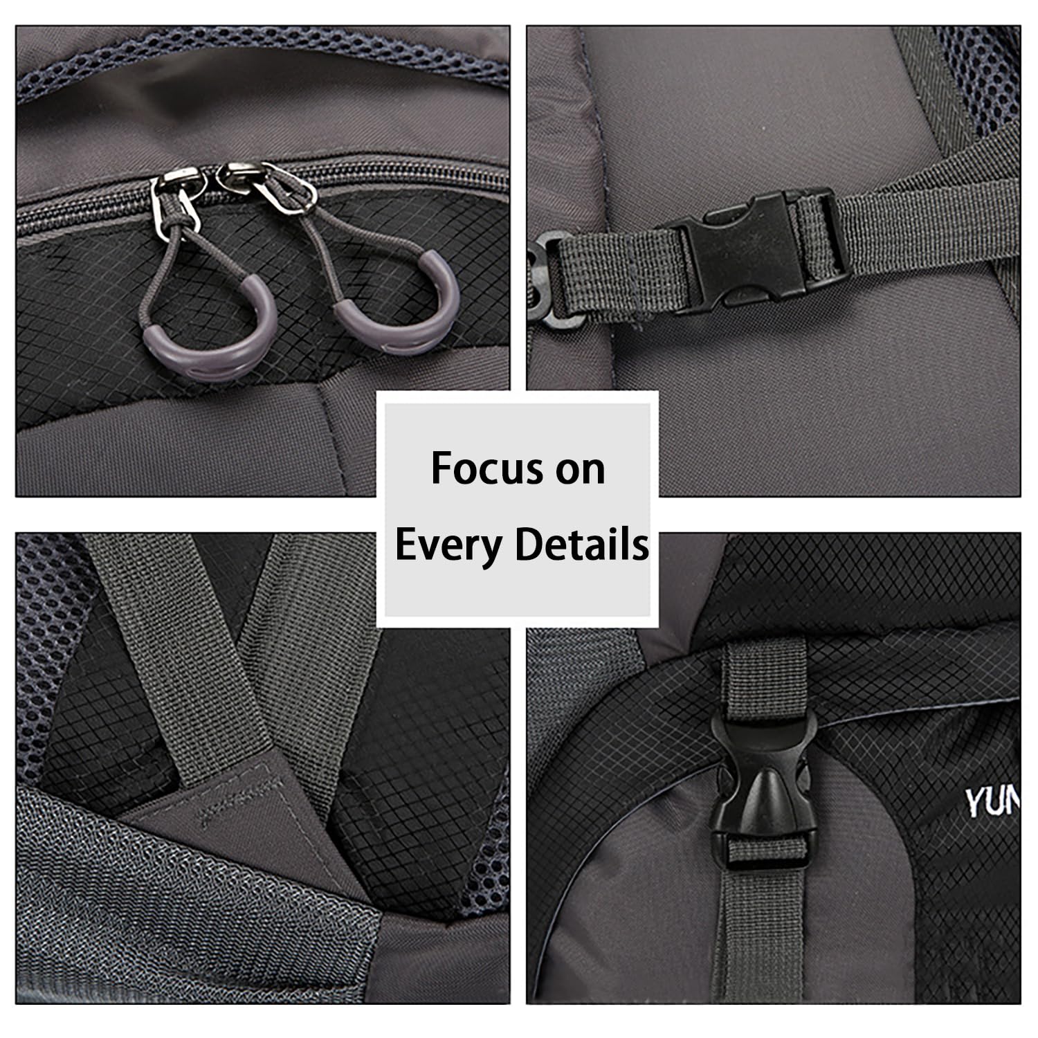 Grand sac à dos de randonnée imperméable de 70 L pour homme et femme - Sac à dos de voyage léger - Noir - Pour sports de plein air, randonnée, cyclisme, escalade, alpinisme