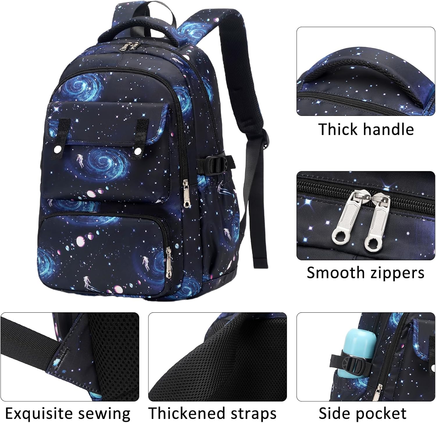 Createy Boys Backpack, Galaxy Backpack for Boys Kids School Bags Elementary Bookbags Primary School Backpack with Lunch Box and Pencil Case