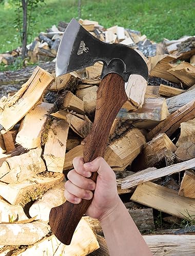 Miniatura 4 de Hacha y hacha de campamento  Hacha de corte de 14.7 pulgadas con funda, hacha de tallado forjada de supervivencia para cortar supervivencia de