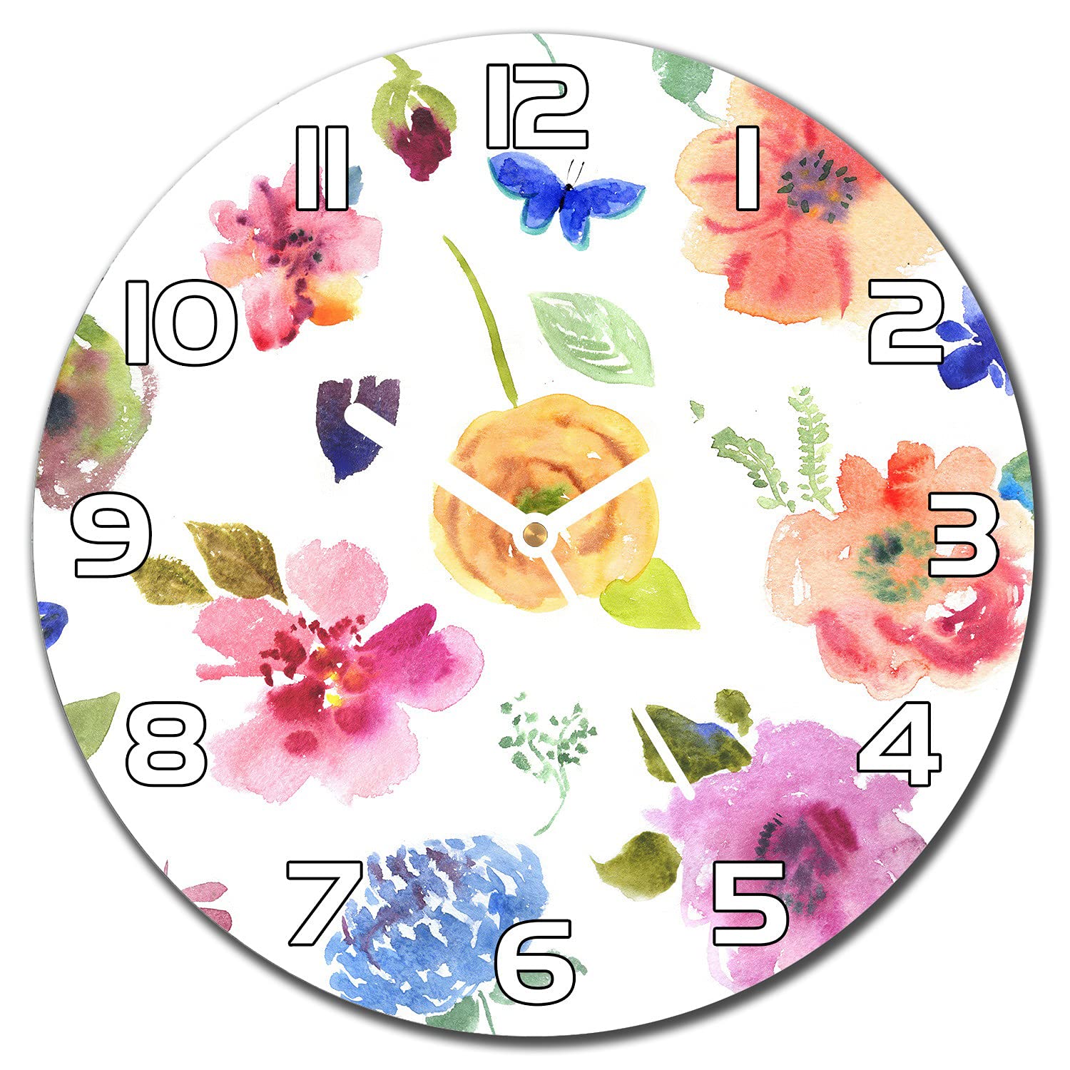 Horloge en verre de sécurité 30 cm avec impression moderne florale