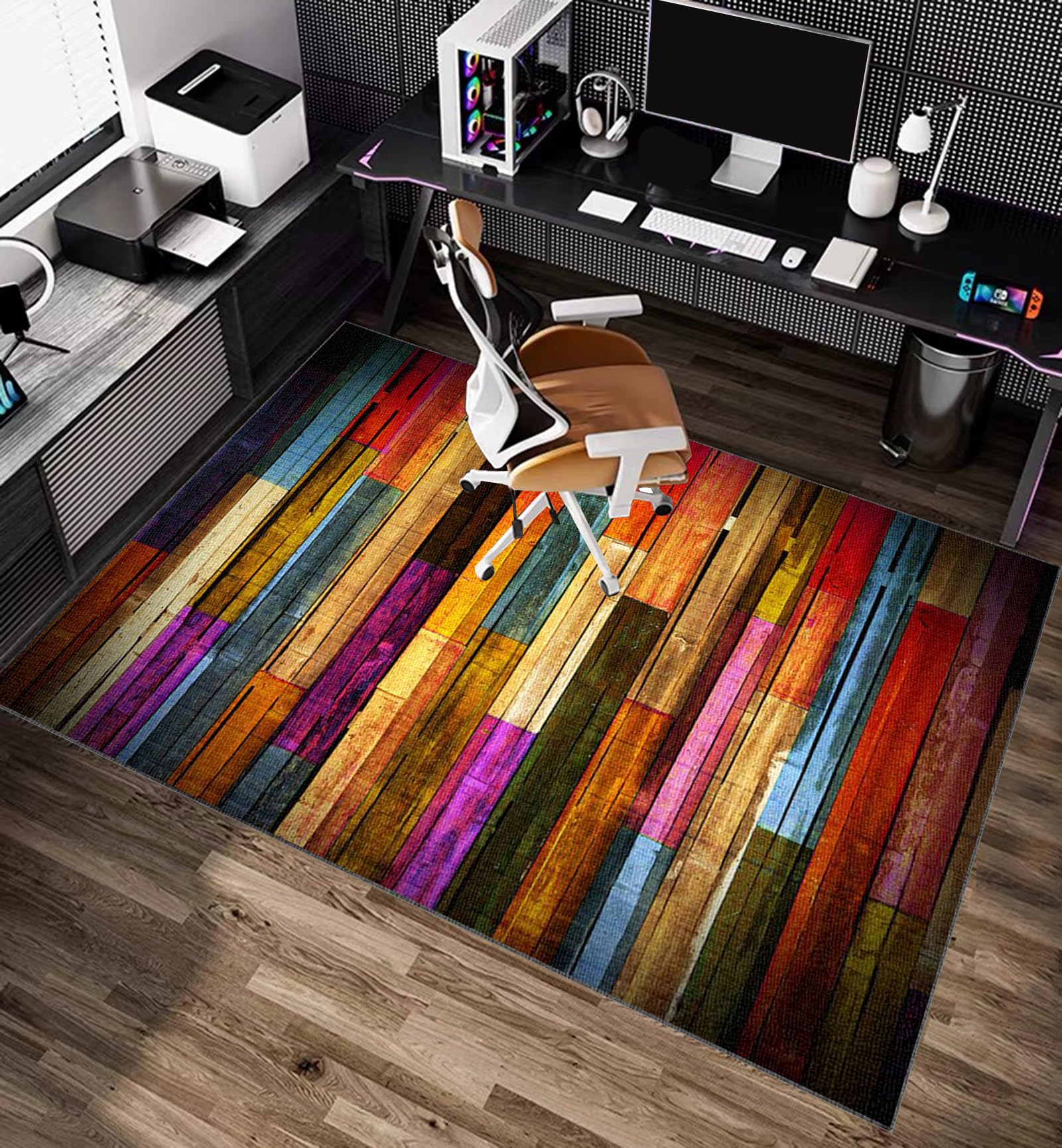 HMTtie Desk Chair Mat For Hardwood Floor & Tile 55"x35" Office Chair Large Anti Slip Recyclable Material Computer Rug Office Home - View #4