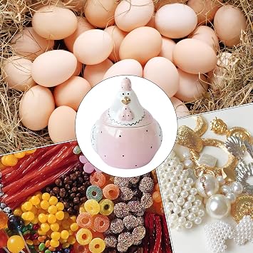 Ceramic Cookie Jar - Chicken Box with Lid - Ceramic Coffee Storage Container - For Jewellery, Stationery, Kitchen Worktop and Living Room