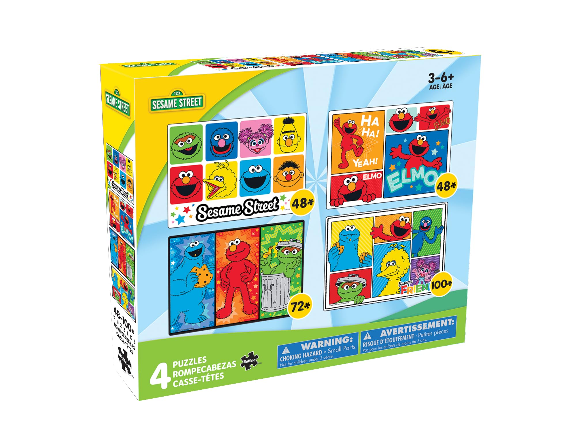 Buffalo Games - Sesame Workshop - 4 X 1 Kids Multipack - Sesame Street - Multiple Jigsaw Puzzles for Kids- Challenging Puzzle Perfect for Game Nights