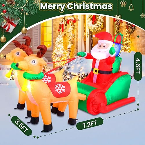 Miniatura 5 de Lumiwind Osos polares inflables de Navidad de 7.7 pies con cabeza agitadora, decoración de patio con luces LED integradas, decoración de Navidad