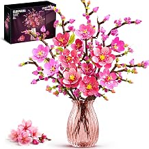 CUBIMANA Flowers Bouquet Cherry Blossom Building Set with LED Lights | 10 Pink Flower Botanicals Collection Building Blocks, Cherry Plant Home Decor 1108PCS, Birthday Gift for Adults Girls 12+ yrs