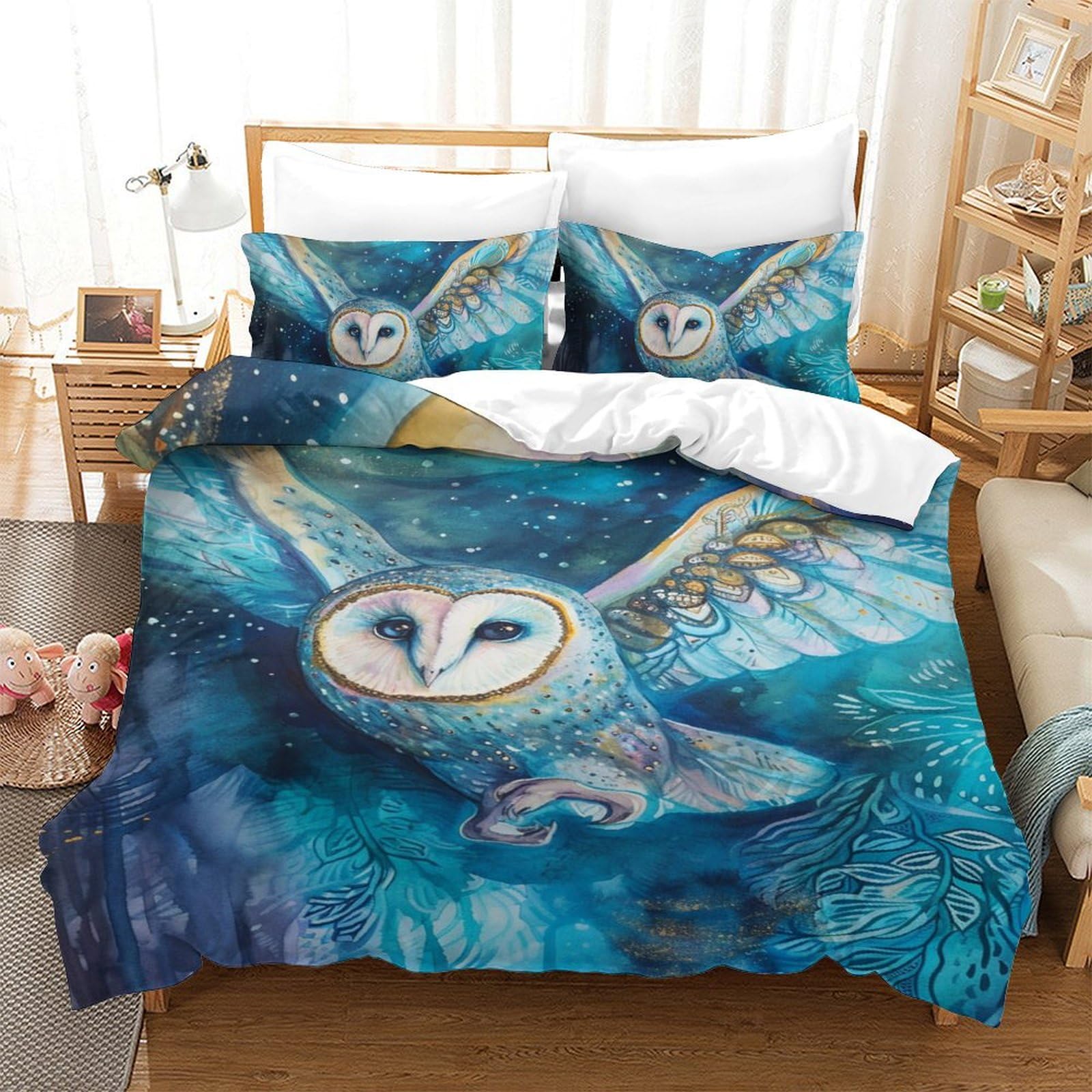 Housse de couette chouette anti-transpiration en microfibre douce 3D