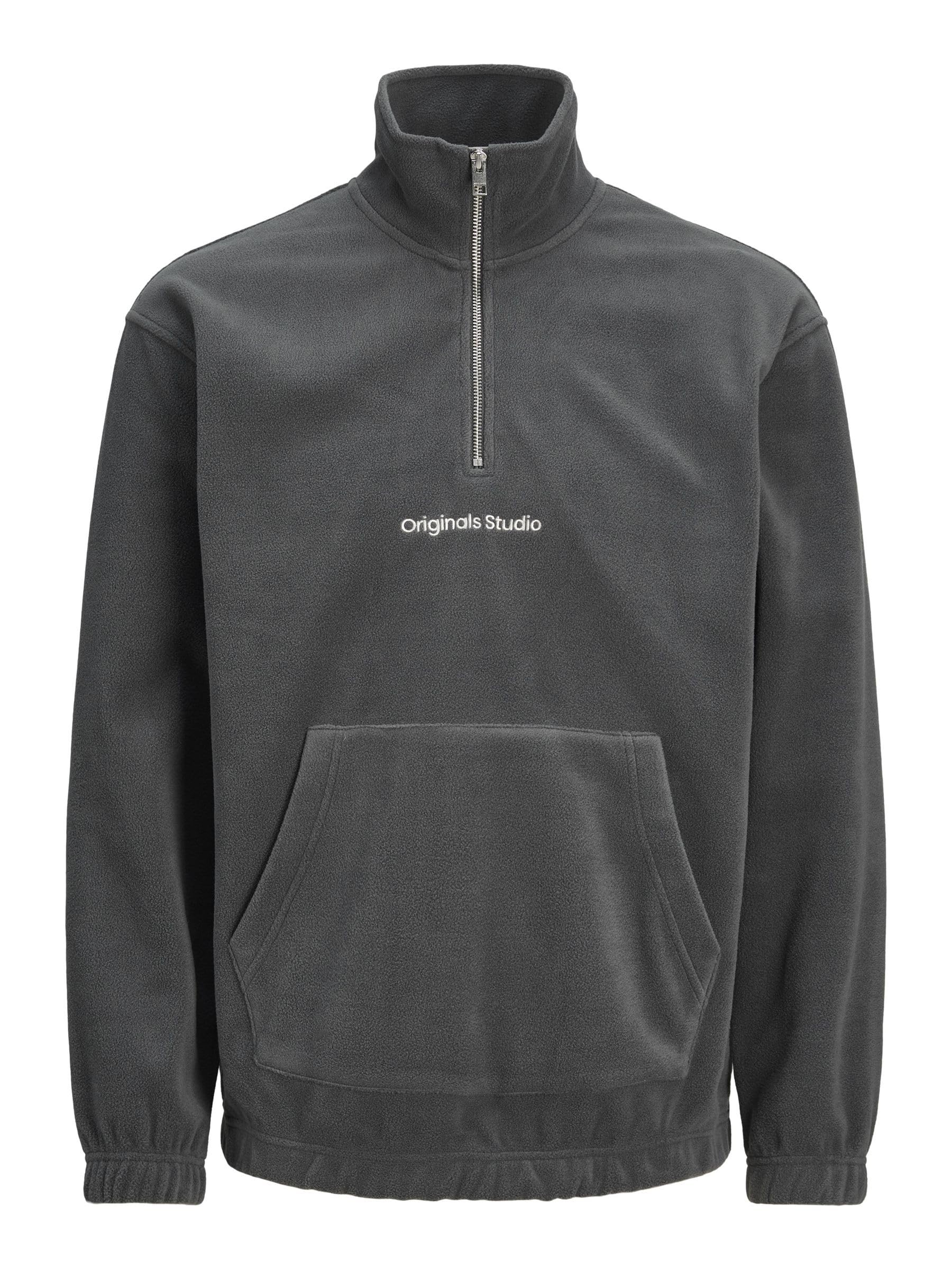 JACK & JONES Jorvesterbro Fleece Quarter Zip Noos, Asphalt, M