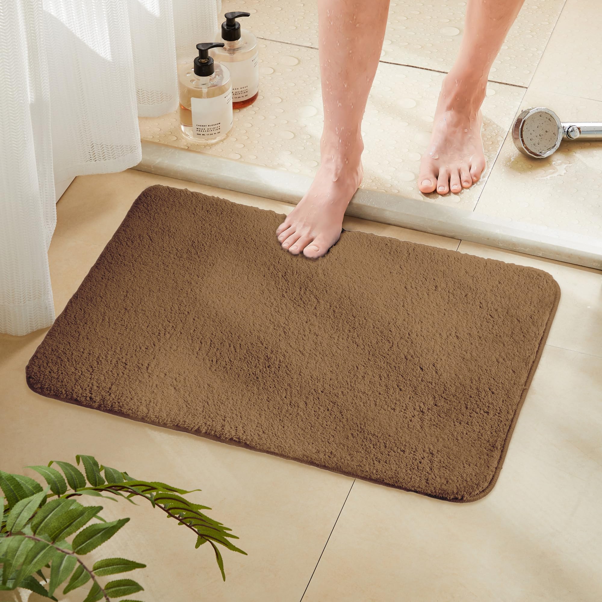TECHMILLY Fluffy Tufting Bathroom Rug Mat 36x24, Absorbent Thick Non Slip Microfiber Mats, Quick Dry Machine Washable Bath Rug for Bathroom Floor,