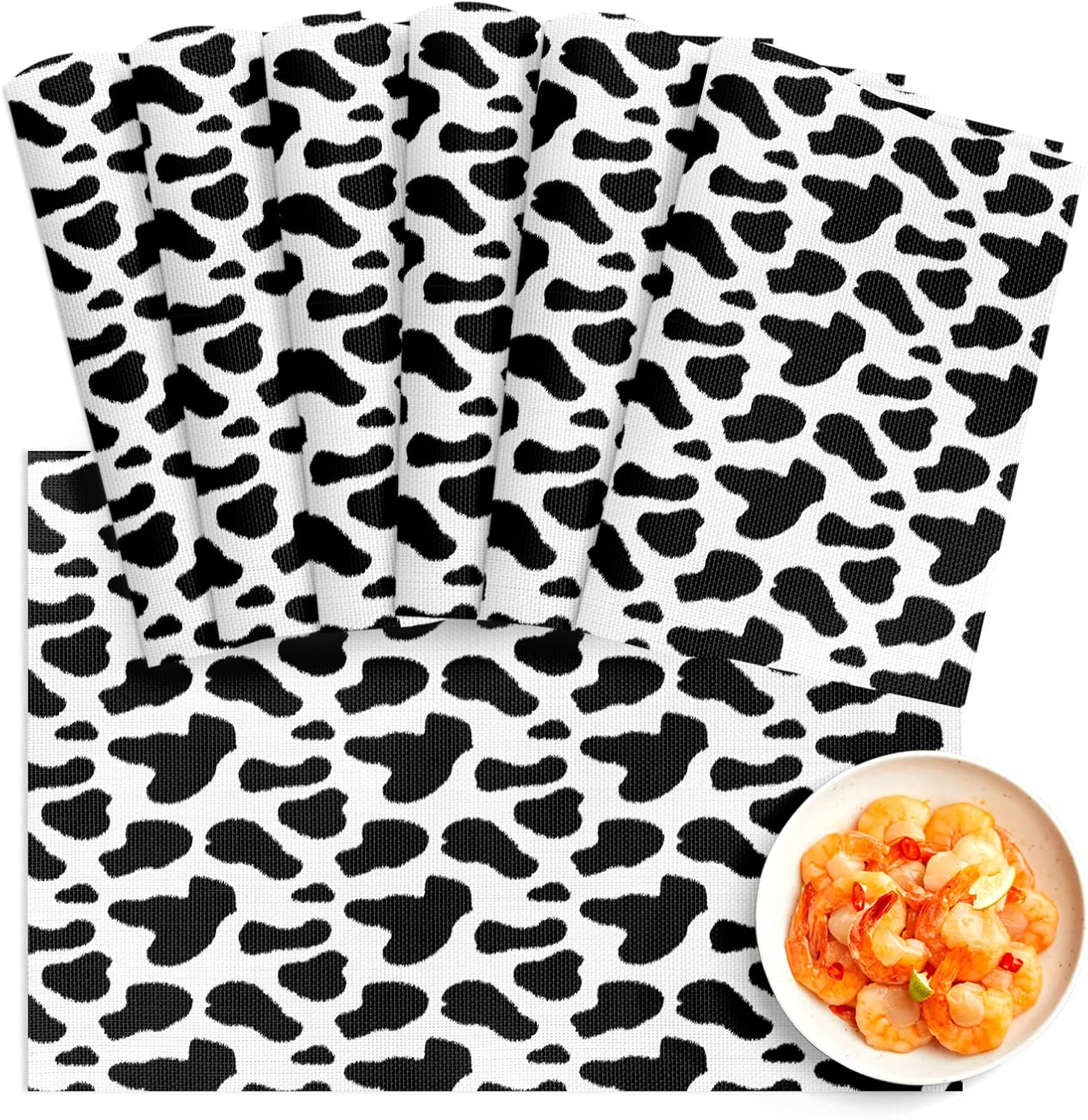 Farmhouse PVC Placemats Set of 6 Heatproof Wipeable