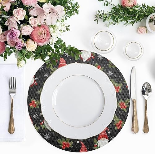Miniatura 5 de Whimsical Christmas Dining Room Table Placemats, Heat Resistant Non Slip Placemats Round for Kitchen one sizex4
