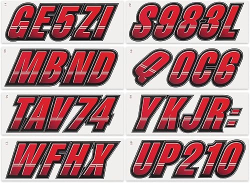 Miniatura 3 de STIFFIE Techtron Rojo/Negro 3" Barco & PWC Adhesivos de Registro • Etiquetas Adhesivas Letras Números