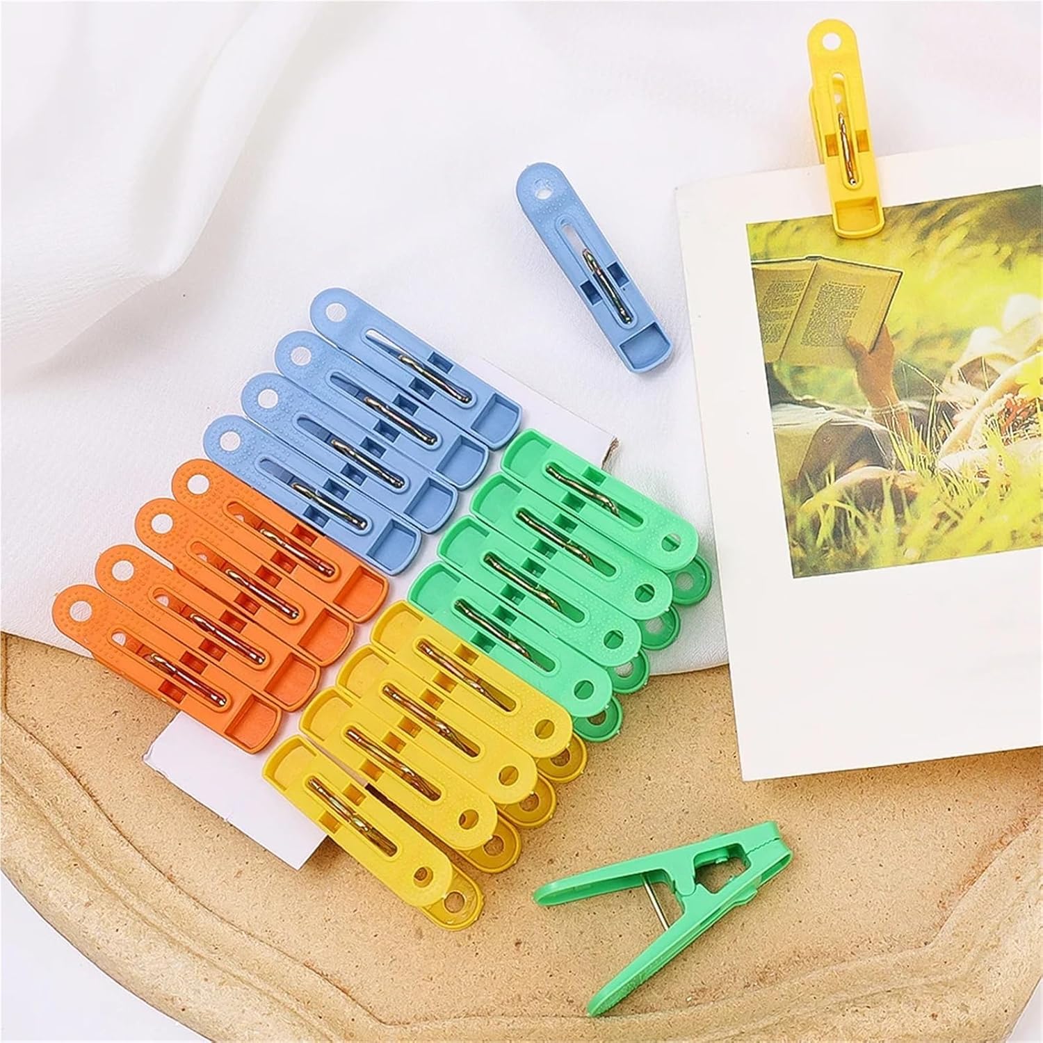 Towel Clip 160Pc Clothes Photo Hanging Clip Plastic Clothespins Pegs Pin Laundry Household Clothespins Socks Underwear Drying Rack Holder for Fixing and Clamping All Kinds of Objects, Wide