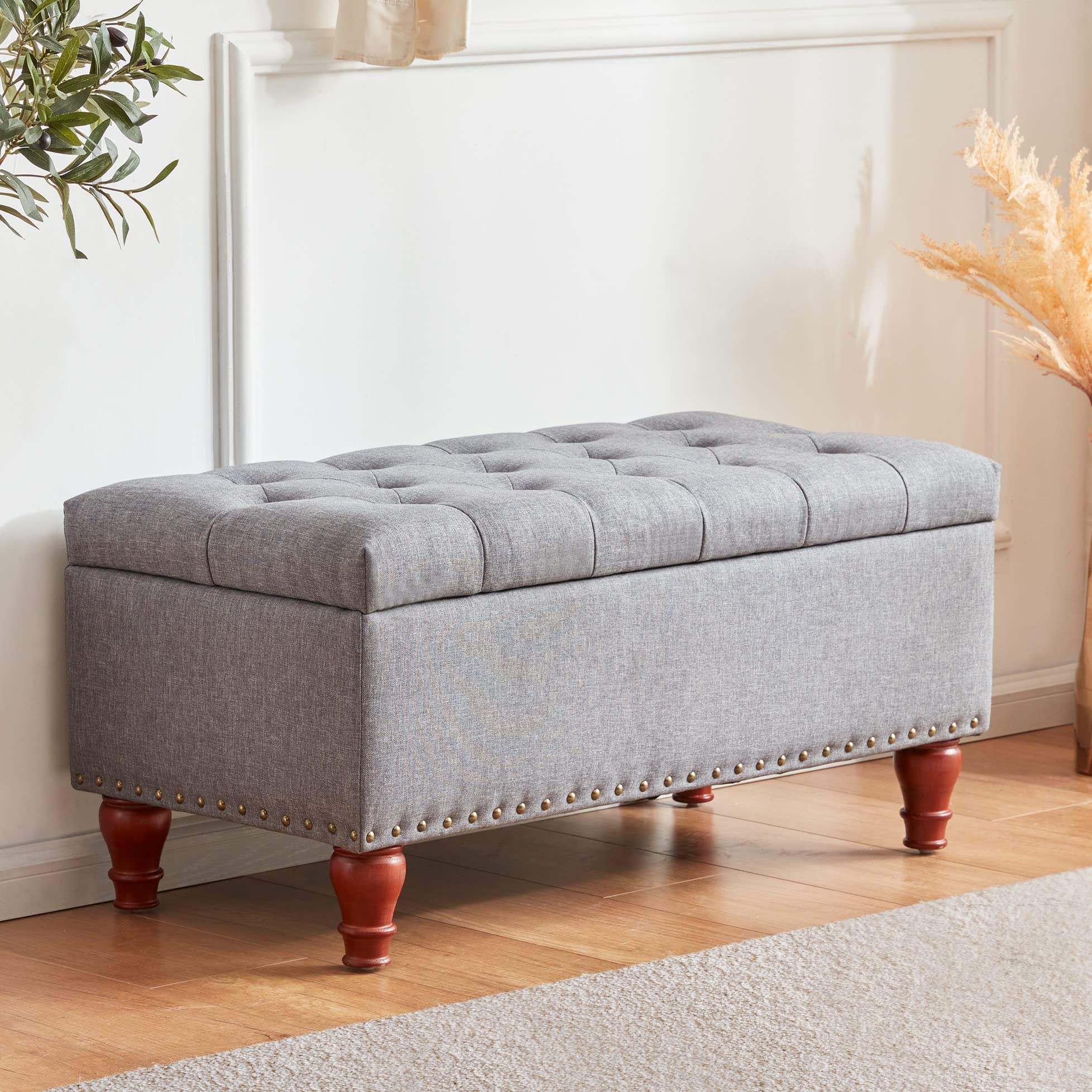 Buy Tbfit 35 Inches Small Storage Ottoman with Upholstered ,Button