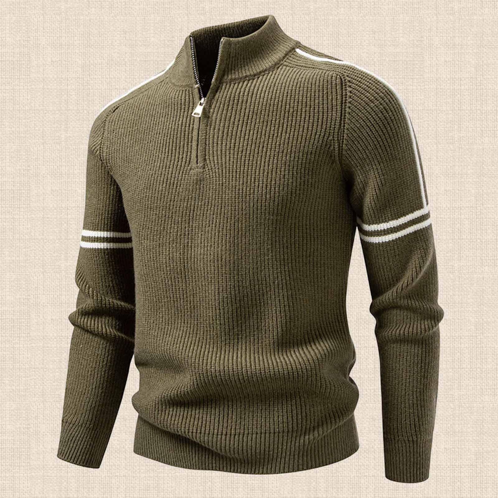Generisch Jersey de negocios para hombre, con media cremallera, cuello alto, sin capucha, corte ajustado, cuello de tortuga, cuello medio, cuello alto