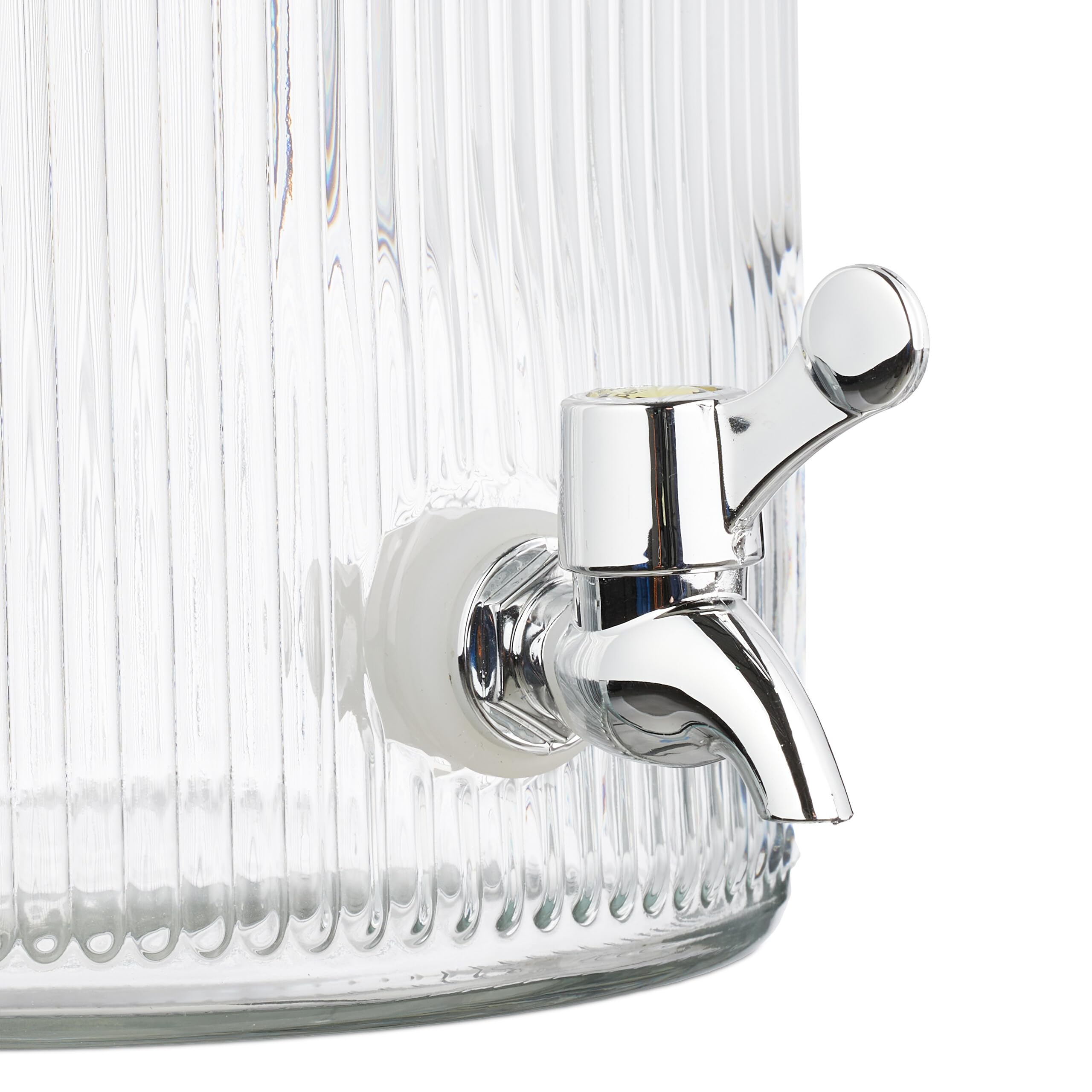 Relaxdays Distributeur de Boisson, 5 l, avec Robinet et Couvercle, Design décoratif, pour Votre Limonade, Transparent