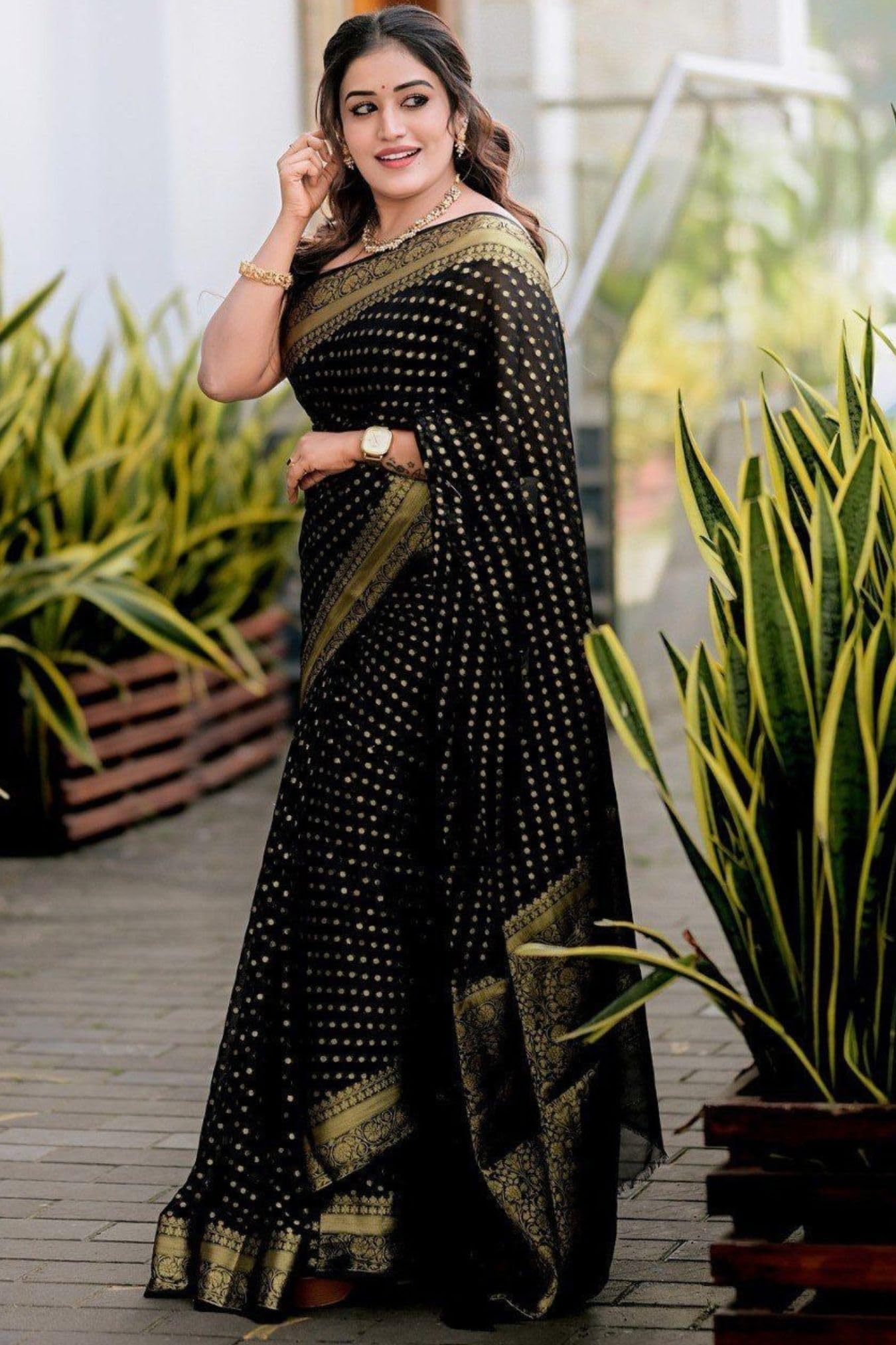 SGF11 Women's Kanjivaram Pure Soft Silk Saree With Unstitched Blouse Piece