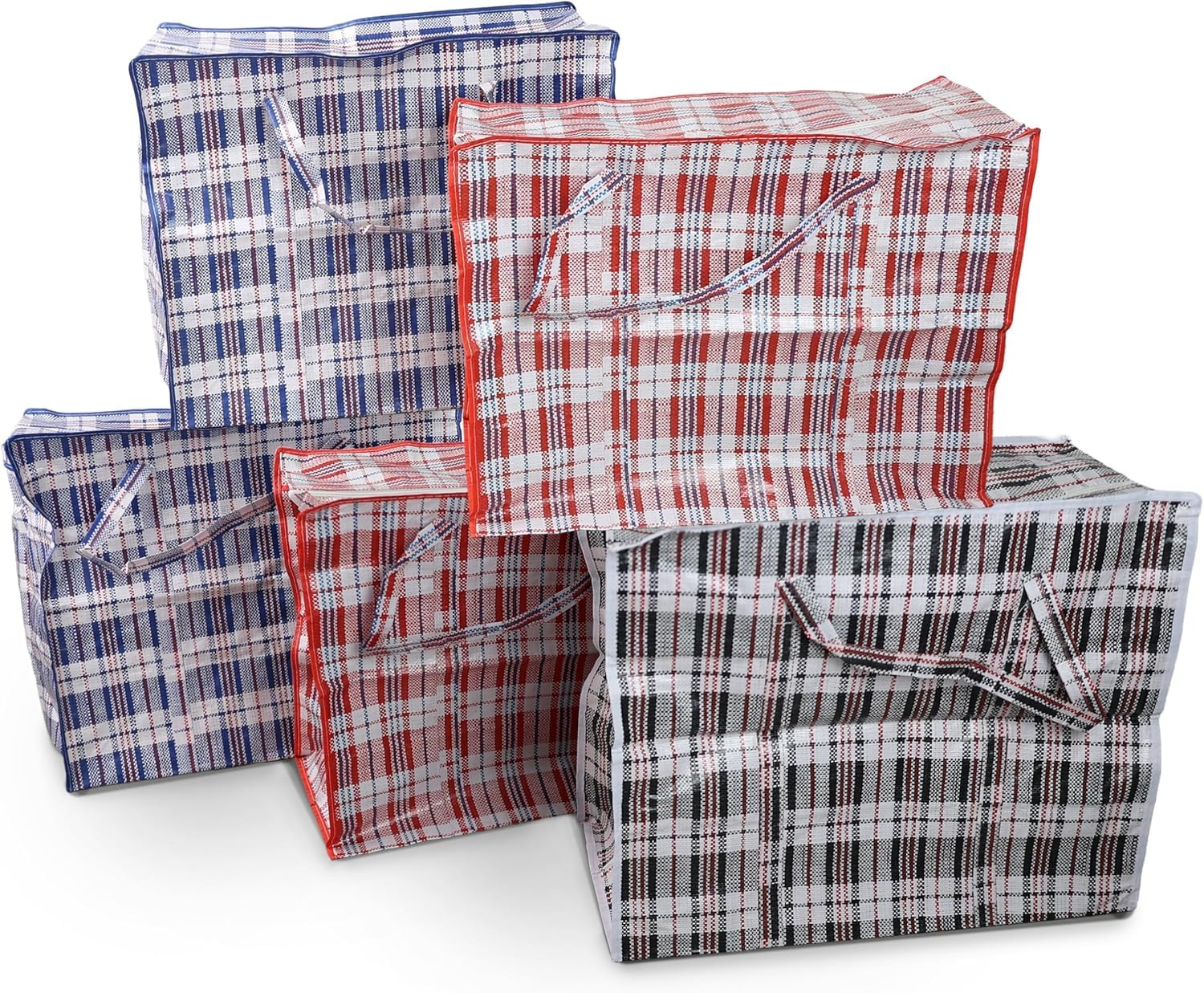 FAQRAH Small Strong and Durable Laundry Bags | PACK of 5 | Ideal for Laundry | Moving House | Shopping | Storage | Reusable Store Zip Bag (40 x 45cm)