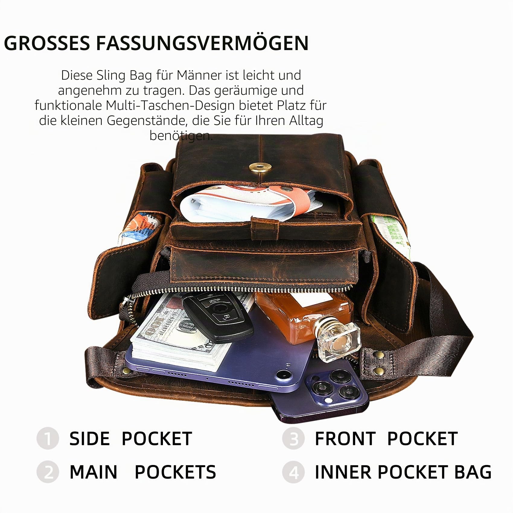 Herren Canvas + Leder Motorrad Reiten Tasche Beinbeutel Beintasche Außenbeintasche Hüfttasche Drop Leg Tasche FB913-5