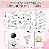 Vista 3 de Mini impresora Bluetooth de bolsillo - Impresora térmica portátil con 10 rollos de papel para diario/álbum de recortes