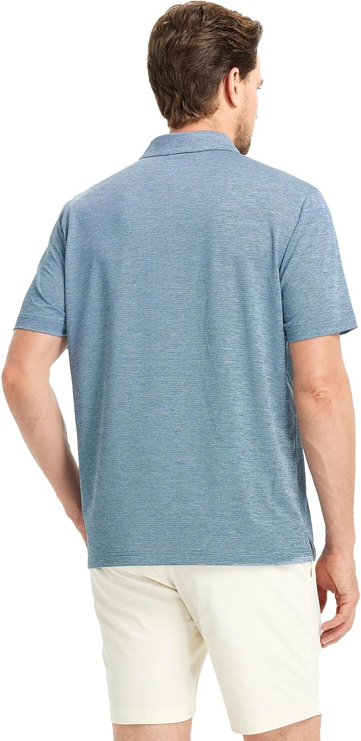 Rouen Mens Golf Shirts Short Sleeve Quick Dry Breathable Active Heather Jacquard Regular Fit Casual Polo Shirts for Men