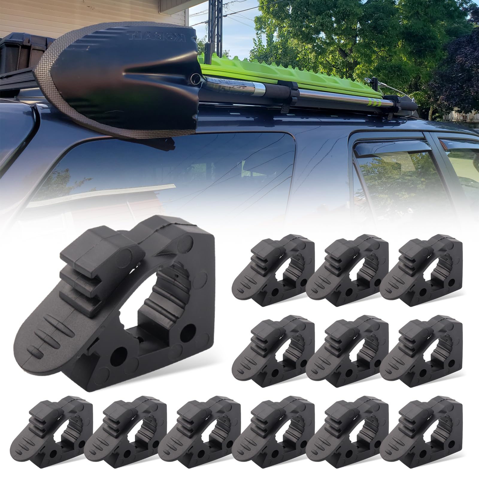 GLOBLED Quick-Release Rubber Clamps Mount Off-Road Shovel Mount Mini Clamps Fits 1-1/5''-1-3/5'' Diameter Tool Compatible With Race Car Trailers Boats