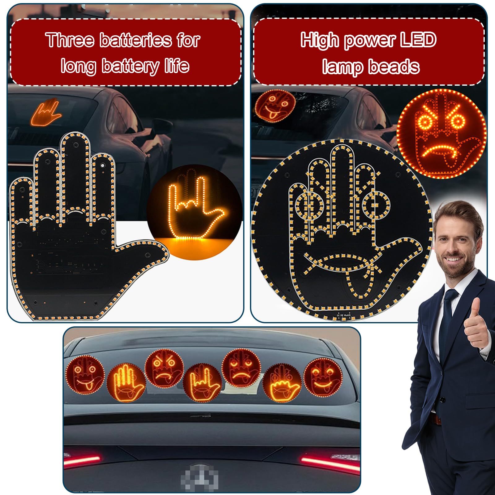 Hand Sign Dashboard Light OHGOSH Finger Gesture LED Light With Remote ...